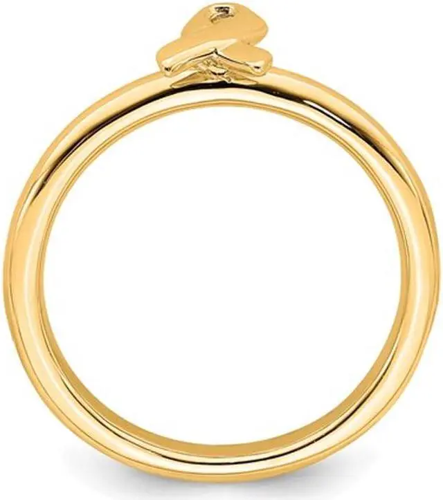 Alt view image 5 of 5 - Yellow Plated Sterling Silver Awareness Ribbon Ring