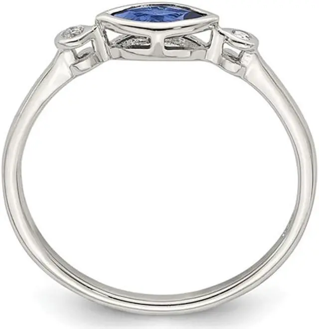 Alt view image 4 of 4 - 3/10 Carat (ctw) Lab-Created Sapphire Ring in Sterling Silver with White Topaz