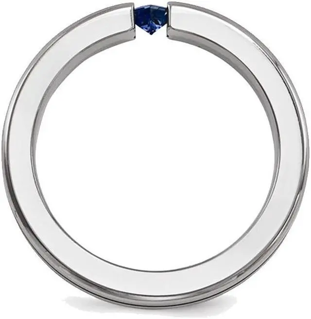 Alt view image 5 of 5 - Men's 1/5 Carat (ctw) Natural Blue Sapphire Band Ring in Titanium