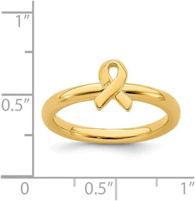Alt view image 2 of 5 - Yellow Plated Sterling Silver Awareness Ribbon Ring