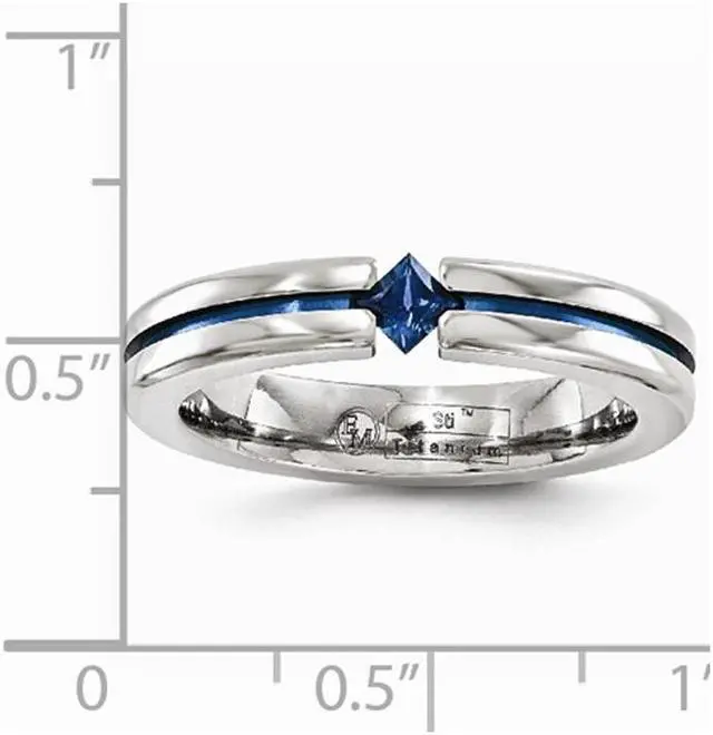 Alt view image 2 of 5 - Men's 1/5 Carat (ctw) Natural Blue Sapphire Band Ring in Titanium