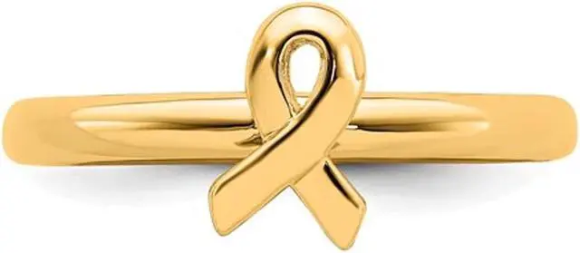 Alt view image 3 of 5 - Yellow Plated Sterling Silver Awareness Ribbon Ring