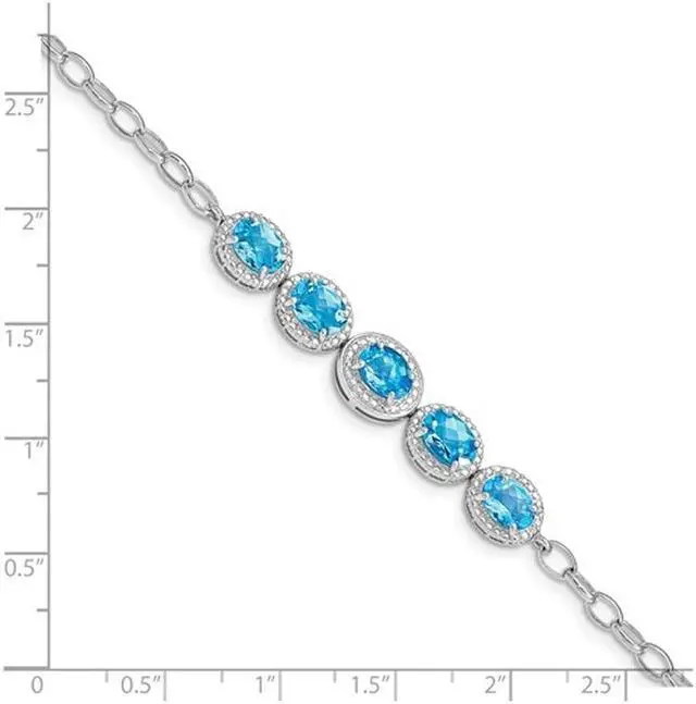 Alt view image 2 of 4 - 5.00 Carat (ctw) Sterling Silver Swiss Blue Topaz Bracelet - 8 Inches