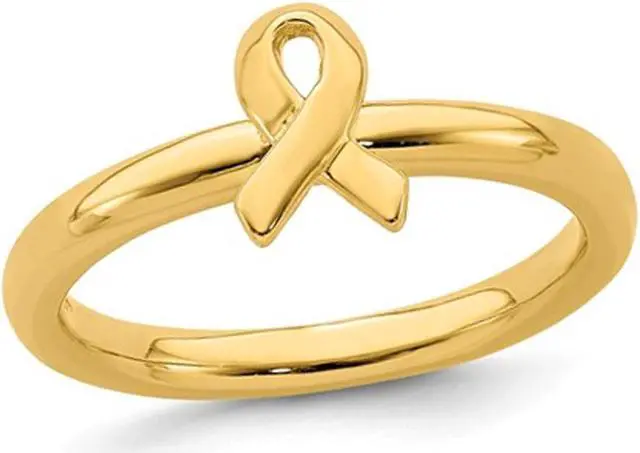 Main image of Yellow Plated Sterling Silver Awareness Ribbon Ring