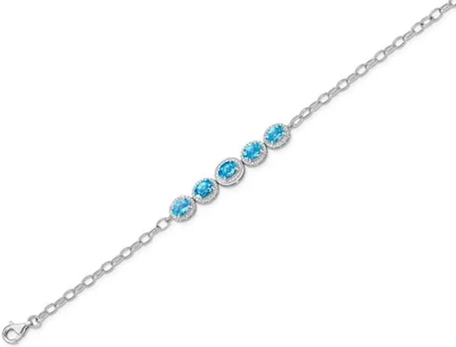 Alt view image 3 of 4 - 5.00 Carat (ctw) Sterling Silver Swiss Blue Topaz Bracelet - 8 Inches