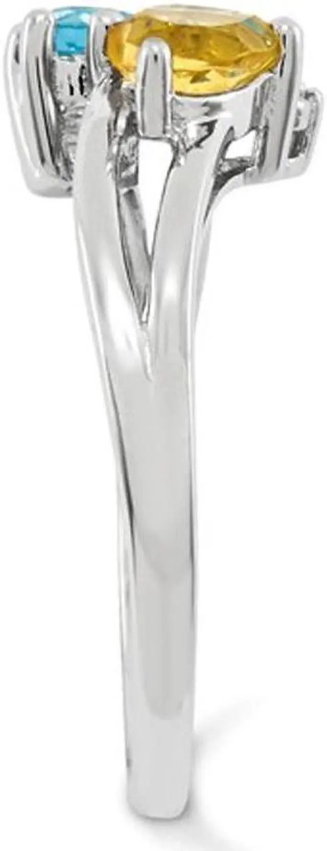 Alt view image 3 of 4 - 1.00 Carat (ctw) Citrine & Blue Topaz Heart Ring in Sterling Silver