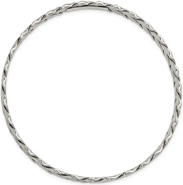 Alt view image 3 of 3 - Antiqued Sterling Silver Weave Bangle Bracelet (5.25mm wide)