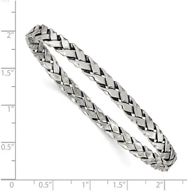 Alt view image 2 of 3 - Antiqued Sterling Silver Weave Bangle Bracelet (5.25mm wide)