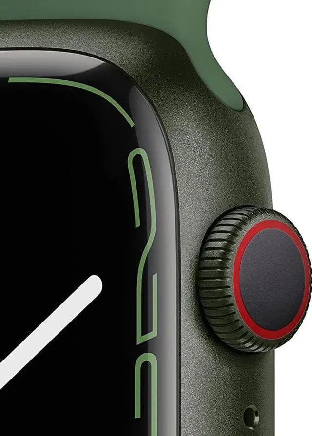Alt view image 2 of 7 - APPLE WATCH 7 GPS + CELLULAR 45MM GREEN ALUM CLOVER SPORT BAND MKJ93LL/A