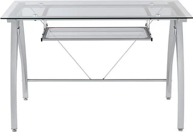 Alt view image 3 of 4 - Realspace Vista 48"W Glass Computer Desk 9928618 - Silver