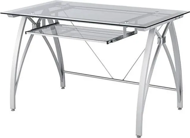 Alt view image 4 of 4 - Realspace Vista 48"W Glass Computer Desk 9928618 - Silver