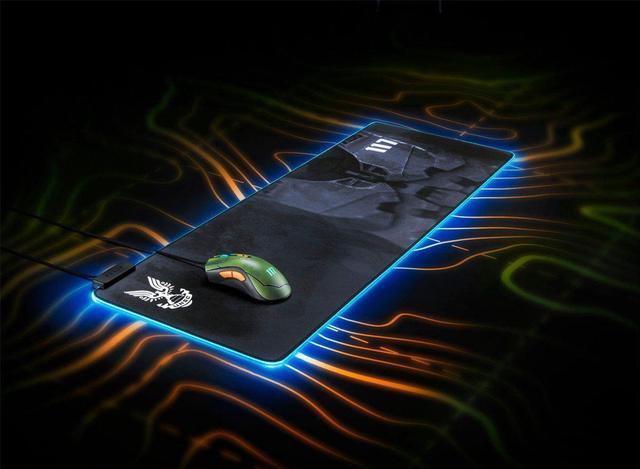 Alt view image 5 of 7 - Razer Goliathus Extended Chroma Gaming Mousepad: Customizable RGB Lighting - Soft, Cloth Material - Balanced Control & Speed - Non-Slip Rubber Base - Halo Infinite Edition