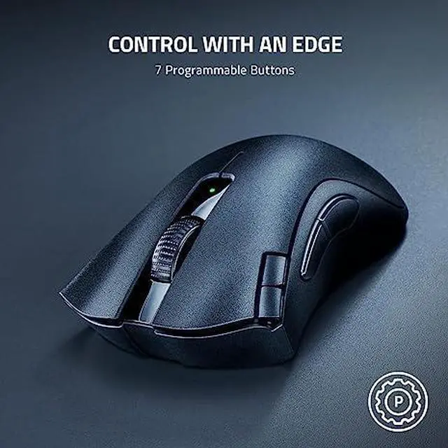 Alt view image 9 of 12 - Razer DeathAdder V2 X Hyperspeed: Award-Winning Ergonomic Design - Ultra-Fast Hyperspeed Wireless - 235hr Battery Life - 7 Programmable Buttons - Gen 2 Mechanical Switches - 5G 14K DPI Optical Sensor