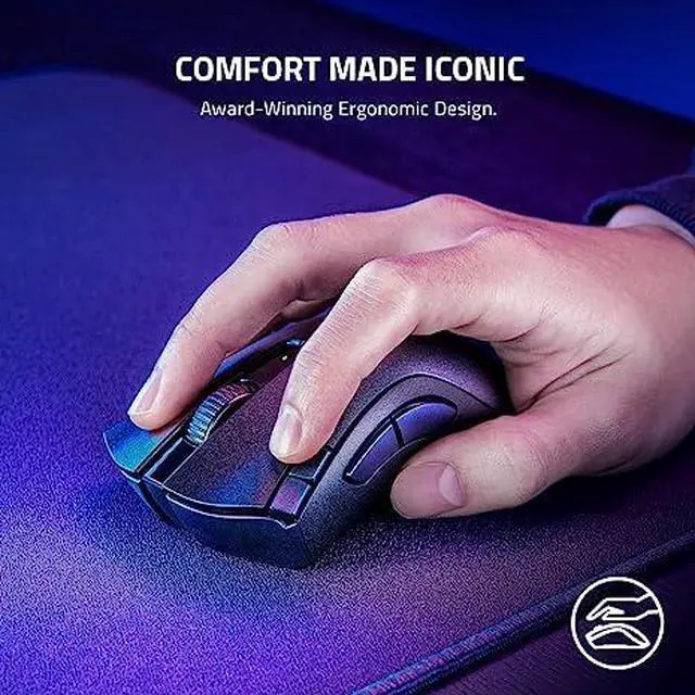 Alt view image 10 of 12 - Razer DeathAdder V2 X Hyperspeed: Award-Winning Ergonomic Design - Ultra-Fast Hyperspeed Wireless - 235hr Battery Life - 7 Programmable Buttons - Gen 2 Mechanical Switches - 5G 14K DPI Optical Sensor
