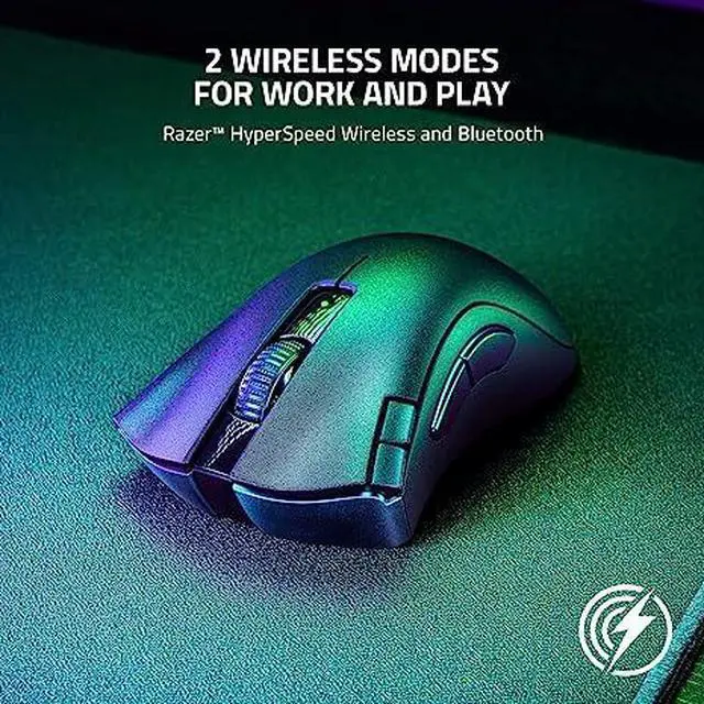 Alt view image 11 of 12 - Razer DeathAdder V2 X Hyperspeed: Award-Winning Ergonomic Design - Ultra-Fast Hyperspeed Wireless - 235hr Battery Life - 7 Programmable Buttons - Gen 2 Mechanical Switches - 5G 14K DPI Optical Sensor