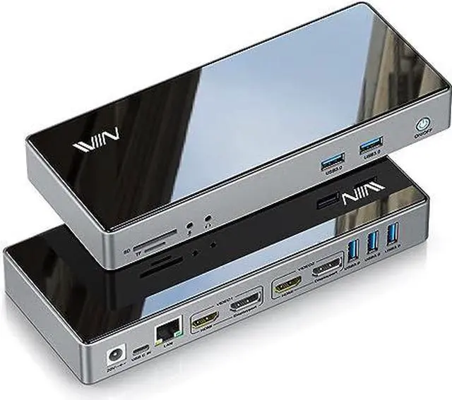 Alt view image 8 of 11 - USB 3.0 Docking Station, IVIIN Universal USB C Docking Station with Dual Monitor 4K HDMI and Displayport 5K, Triple Display Displaylink Dock Compatible with MacBook M1 Dell HP Lenovo USB A/C Laptop