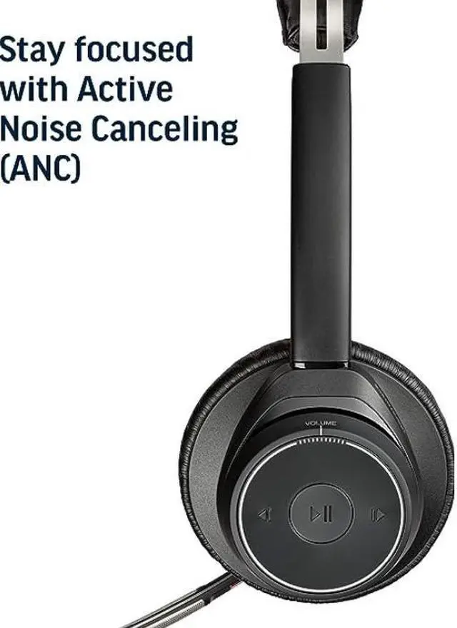 Alt view image 4 of 4 - Plantronics - Voyager Focus UC with Charge Stand (Poly) - Bluetooth Dual-Ear (Stereo) Headset with Boom Mic - USB-A Compatible with PC and Mac - Active Noise Canceling - Works with Teams, Zoom & more