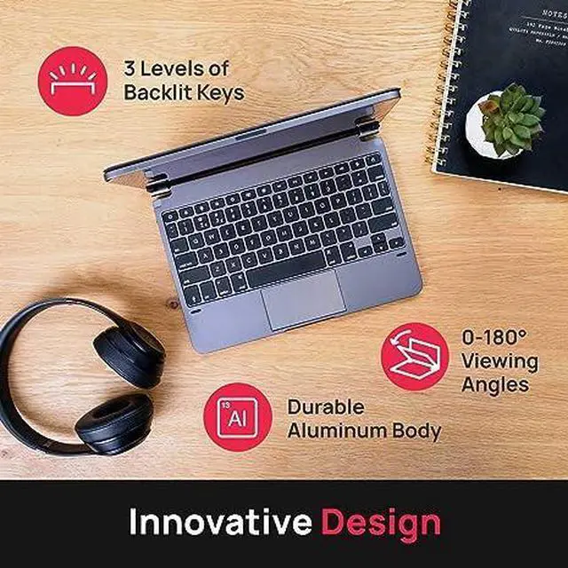 Alt view image 2 of 4 - Brydge 11.0 Pro+ Wireless Backlit Keyboard iPad Pro BRYTP4012 - Space Gray