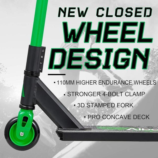 Alt view image 2 of 5 - ALBOTT Pro Scooters Stunt Scooter for Kids 8+ - Black and Green