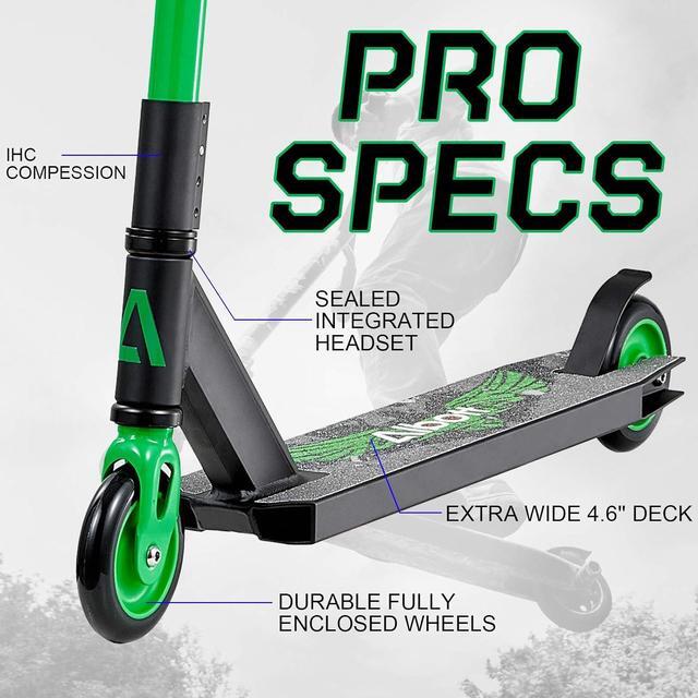 Alt view image 4 of 5 - ALBOTT Pro Scooters Stunt Scooter for Kids 8+ - Black and Green