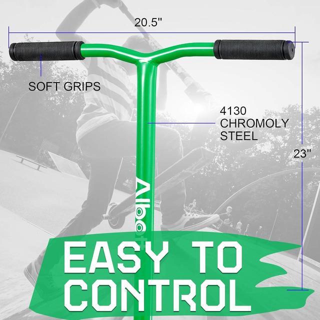 Alt view image 5 of 5 - ALBOTT Pro Scooters Stunt Scooter for Kids 8+ - Black and Green