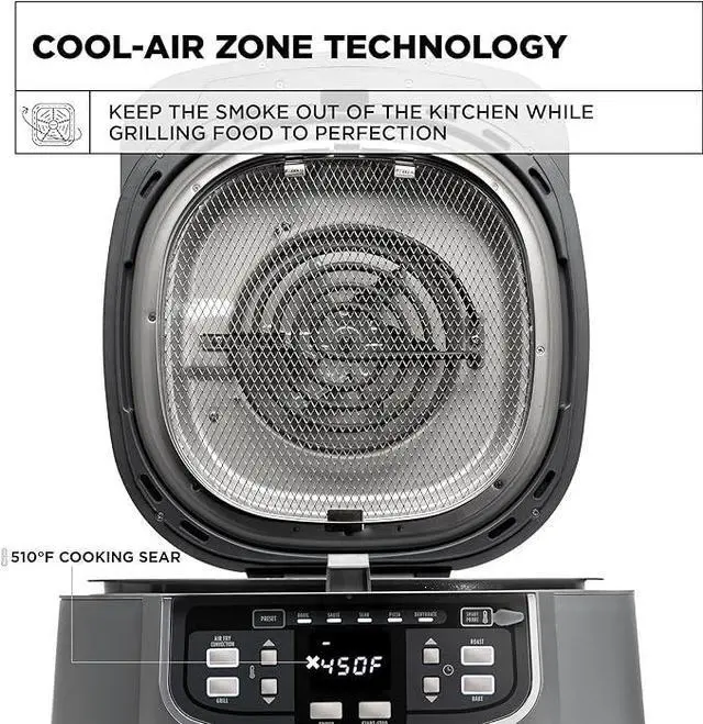 Alt view image 4 of 4 - CRUX Smokeless Indoor Grill Digital Air Fryer Oven Combo 17176 - Matte Gray