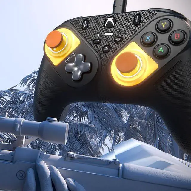 Alt view image 4 of 5 - Thrustmaster eSwap S Crystal Orange Pro Wired Controller - Black