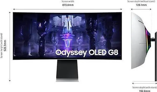 Alt view image 5 of 8 - SAMSUNG 34 Odyssey G85SB QD-OLED Ultra WQHD Curved 175Hz LS34BG850SNXZA - Silver