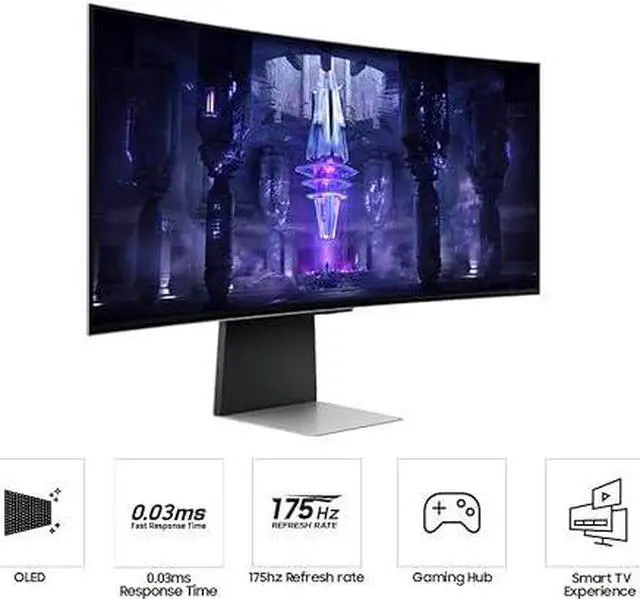 Alt view image 4 of 8 - SAMSUNG 34 Odyssey G85SB QD-OLED Ultra WQHD Curved 175Hz LS34BG850SNXZA - Silver