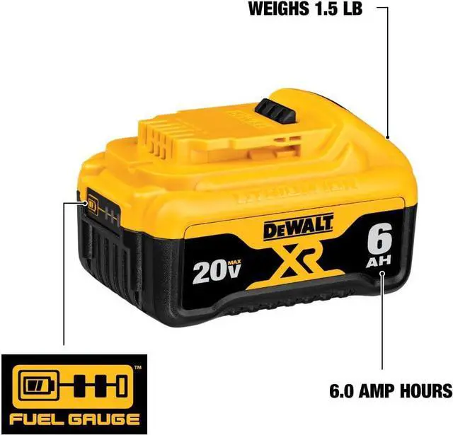 Alt view image 5 of 5 - DEWALT 20V MAX Battery, Premium 6.0Ah (DCB206)