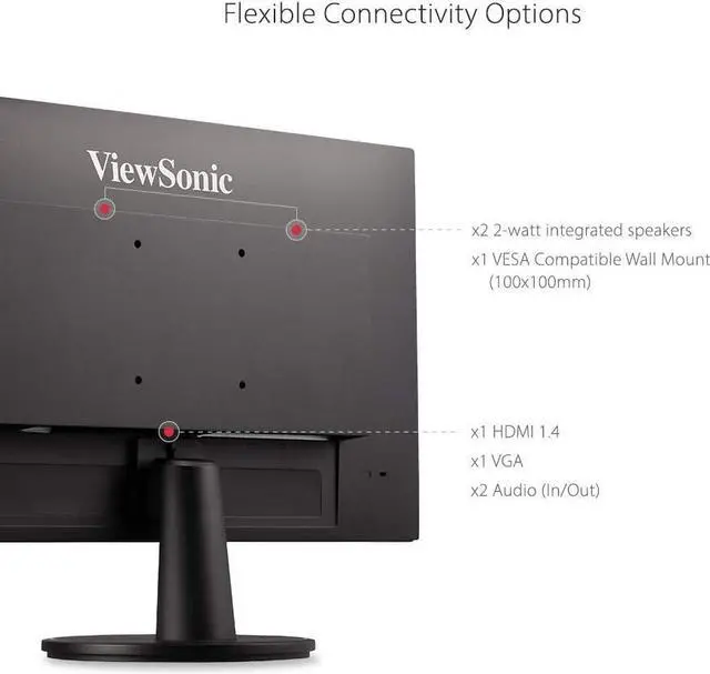 Alt view image 9 of 10 - ViewSonic VA2447-MH 24 Inch Full HD 1080p Monitor with Ultra-Thin Bezel, Adaptive Sync, 75Hz, Eye Care, and HDMI, VGA Inputs for Home and Office