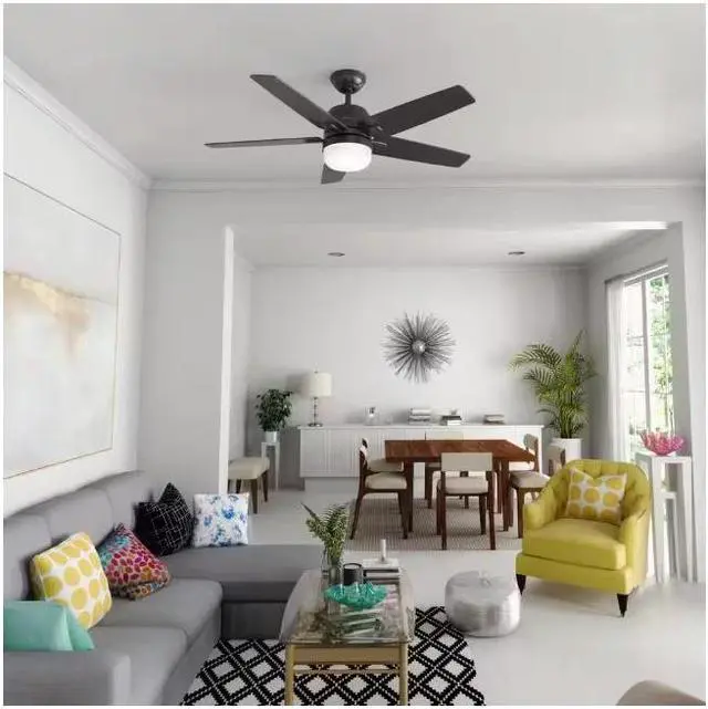 Alt view image 4 of 5 - HUNTER Cavera II 5"2 Indoor Wifi-Enabled Smart Ceiling Fan 50476 - Matte Black