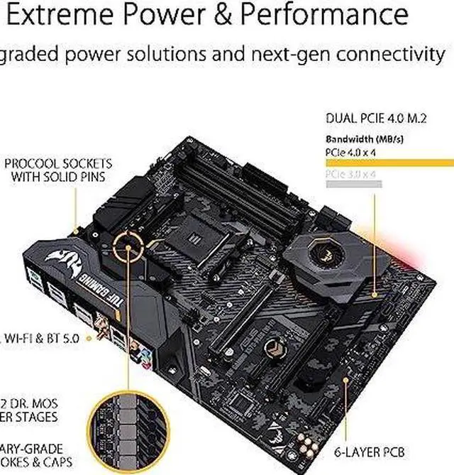 Alt view image 11 of 11 - ASUS TUF GAMING X570-PLUS WI-FI AMD Socket X570 AM4 ATX M.2 Desktop Motherboard