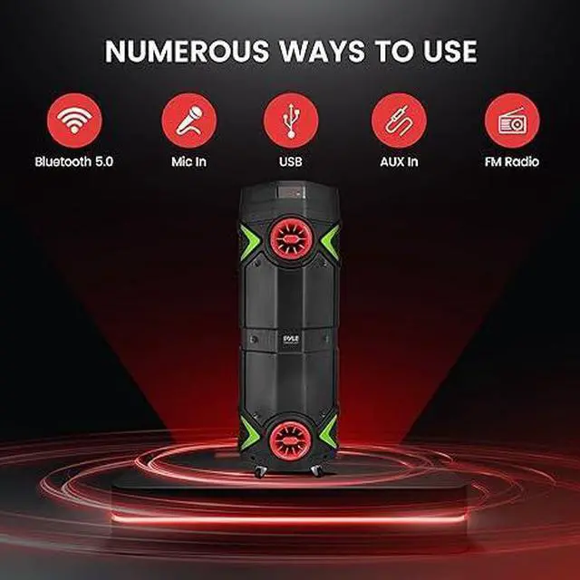 Alt view image 2 of 4 - Pyle Portable PA Speaker 400W Dual 8 Rechargeable PPHP2894B - Black/Red