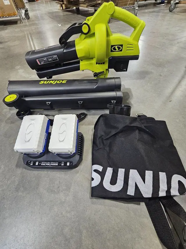 Main image of Sun Joe 24V-X2-BVM143-LTE Cordless Blower Vacuum Mulcher Kit - GREEN/GREY