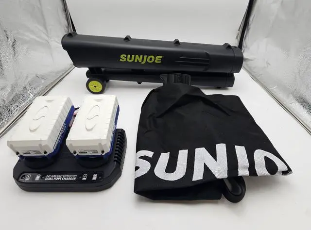 Alt view image 2 of 5 - Sun Joe 24V-X2-BVM143-LTE Cordless Blower Vacuum Mulcher Kit - GREEN/GREY