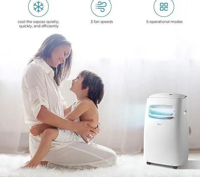 Alt view image 2 of 4 - Midea Portable Air Conditioner 10,000 BTU Easycool AC Rooms MPF10CR81-E - White