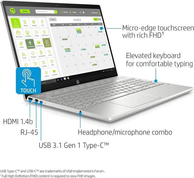 Alt view image 2 of 3 - HP Pavilion Laptop 15.6'' FHD +TOUCH i7-1065G7 12GB 1TB HDD 15-CS3065CL - Silver