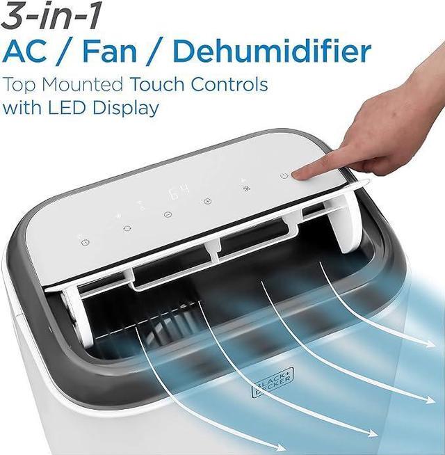 Alt view image 4 of 4 - BLACK+DECKER 8,000 BTU Portable Air Conditioner Remote Control BPP05WTB - White