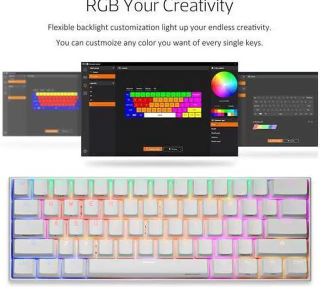 Alt view image 5 of 7 - Anne Pro 2 Mechanical Gaming Keyboard TLK 60% True RGB Backlit - Wired/Wireless Bluetooth 4.0 PBT Type-c Up to 8 Hours Extended Battery Life, Linux Mac Full Keys Programmable (Gateron Blue, White)