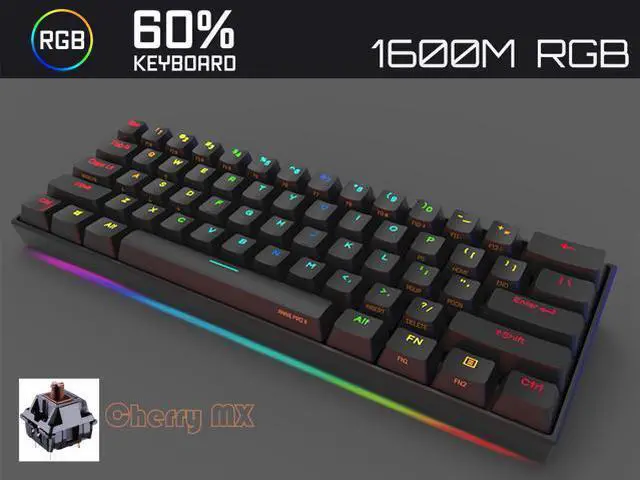 Main image of Anne Pro 2 Mechanical Gaming Keyboard TLK 60% True RGB Backlit Cherry MX Brown- Wired/Wireless Bluetooth 4.0 PBT Type-c Up to 8 Hours Extended Battery Life, Linux Mac Full Keys Programmable