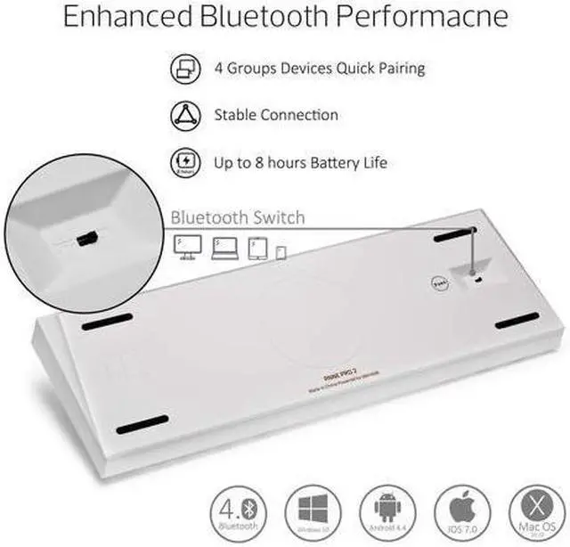 Alt view image 6 of 7 - Anne Pro 2 Mechanical Gaming Keyboard TLK 60% True RGB Backlit - Wired/Wireless Bluetooth 4.0 PBT Type-c Up to 8 Hours Extended Battery Life, Linux Mac Full Keys Programmable (Gateron Brown, White)