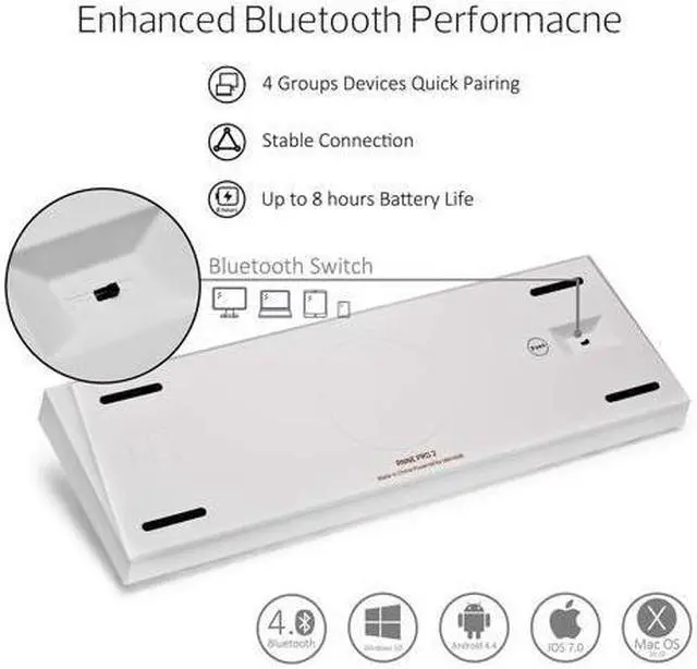 Alt view image 6 of 7 - Anne Pro 2 Mechanical Gaming Keyboard TLK 60% True RGB Backlit Cherry MX Brown- Wired/Wireless Bluetooth 4.0 PBT Type-c Up to 8 Hours Extended Battery Life, Linux Mac Full Keys Programmable