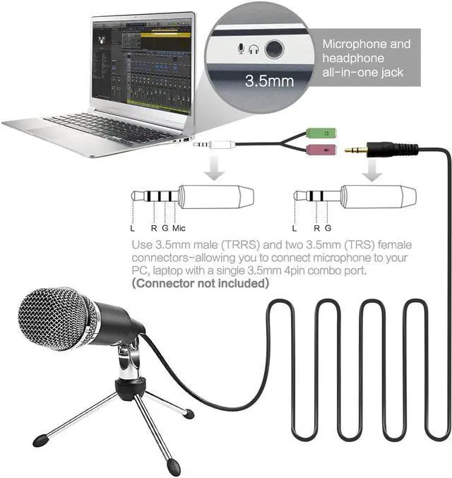 Alt view image 5 of 6 - FIFINE TECHNOLOGY Microphone Condenser 3.5mm Fifine Plug and Play Microphones For Computer PC Online Chat,Omnidirectional Microphone For Skype,YouTube,Google Voice Search, Games-K667
