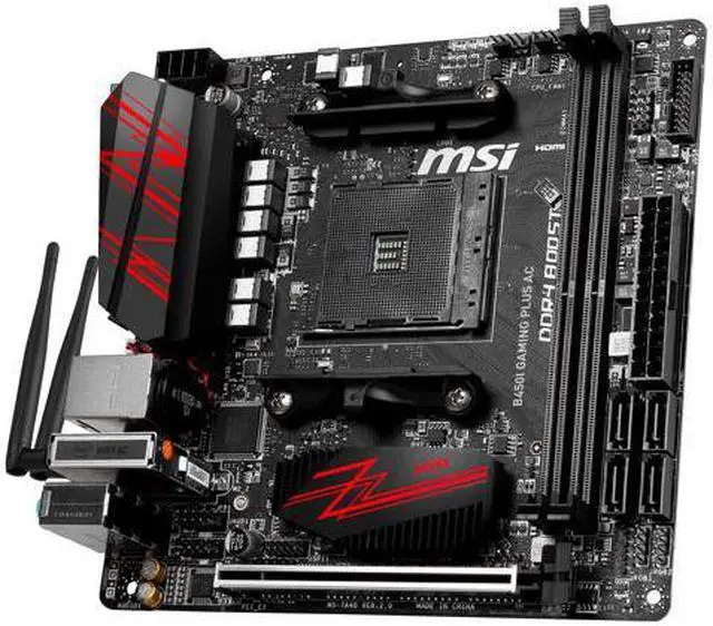 Alt view image 3 of 12 - MSI PERFORMANCE GAMING B450I GAMING PLUS AC AM4 AMD B450 SATA 6Gb/s Mini ITX AMD Motherboard