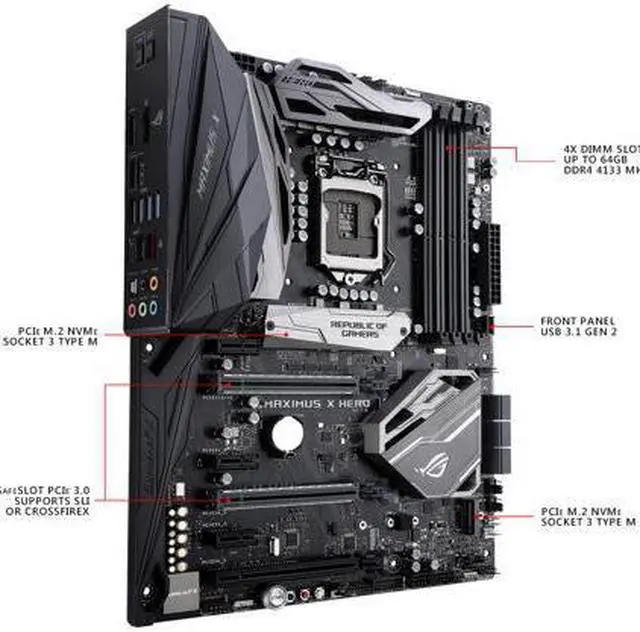 Alt view image 4 of 13 - ASUS ROG Maximus X Hero LGA 1151 (300 Series) Intel Z370 HDMI SATA 6Gb/s USB 3.1 ATX Intel Motherboard