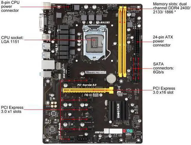 Alt view image 3 of 4 - BIOSTAR TB250-BTC PRO LGA 1151 Intel B250 SATA 6Gb/s USB 3.0 ATX Intel Motherboard for Cryptocurrency Mining (BTC)