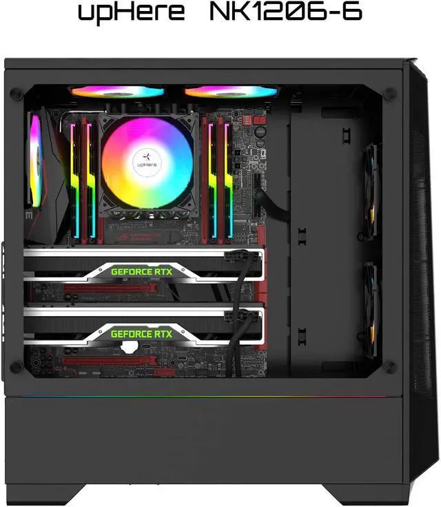 Alt view image 6 of 7 - upHere 120mm Case Fan RGB LED,Quiet Edition Case Fan for PC Computer Cases Cooling,6-Pack / NK1206-6