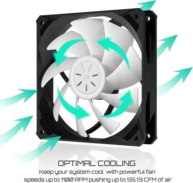 Alt view image 3 of 7 - upHere 120mm Case Fan RGB LED,Quiet Edition Case Fan for PC Computer Cases Cooling,6-Pack / NK1206-6