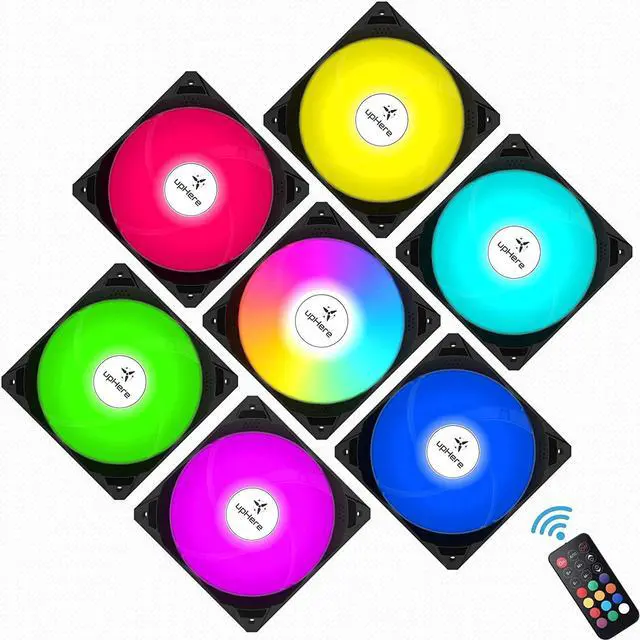 Alt view image 2 of 7 - upHere 120mm Case Fan RGB LED,Quiet Edition Case Fan for PC Computer Cases Cooling,6-Pack / NK1206-6